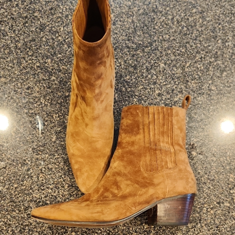 J. Crew Piper Rich Toffee Suede Ankle Booties Size 10.5